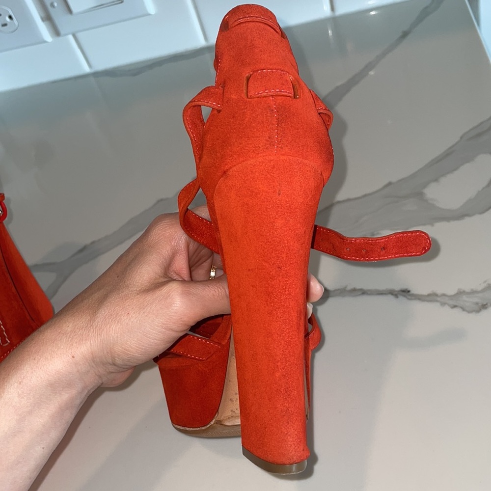 Casadei orange sueded Platform sandals size 6 - Picture 11 of 17
